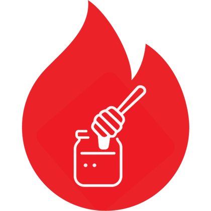 Icône de marque en petits lots en rouge