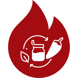 Upcycled innovation brand icon in red